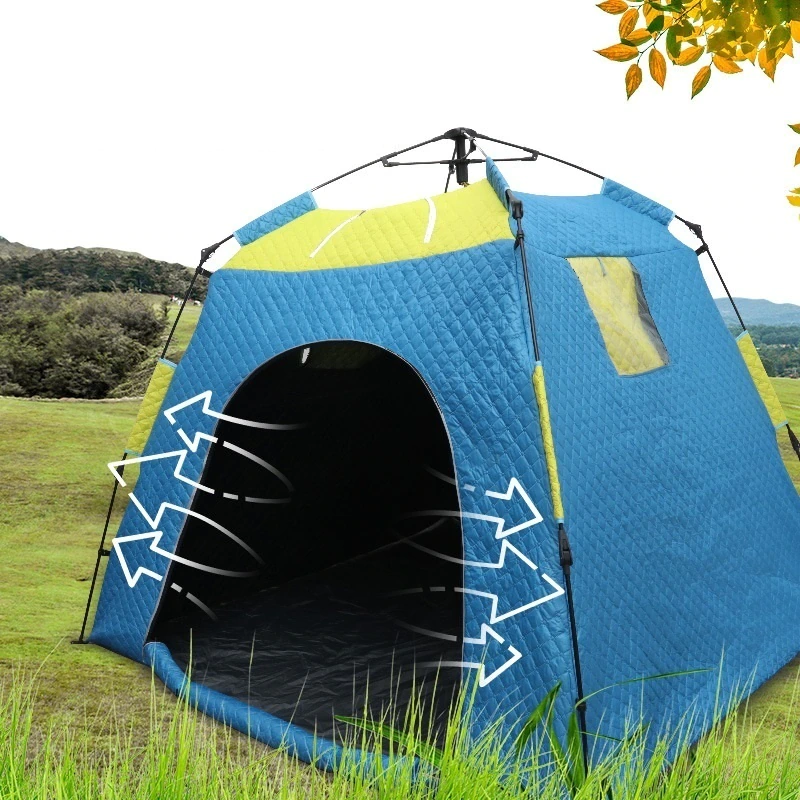 Cheap Goat Tents Winter Ice Fishing Tent Thickened Keep Warm Cotton Tent Outdoor Fully Automatic Quick Open Camping Tent 1.7 M Height Big Space Tents 